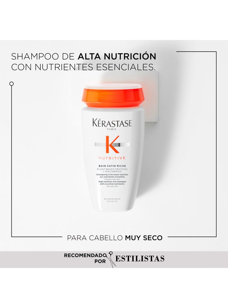 Set Cabello Seco Nutritive Shampoo Bain Satin Riche 250ml + Aceite LHuile Originale Elixir Ultime 50ml Kérastase-2