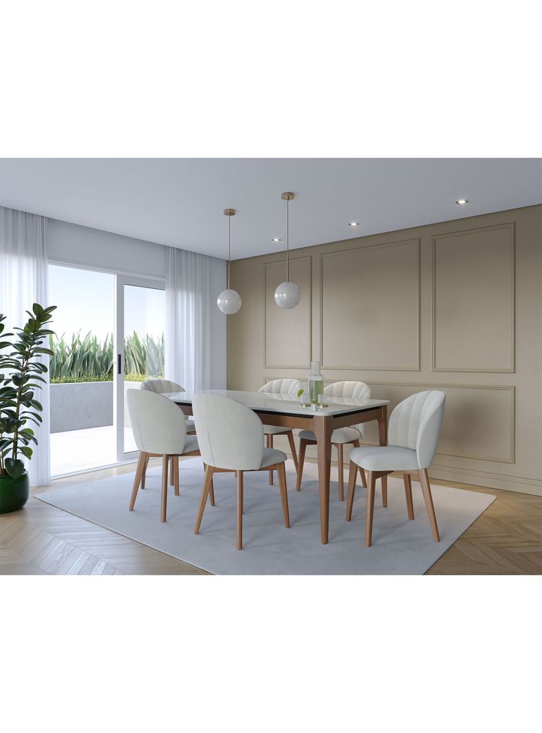 Juego de Comedor Addar 1.8 + 6 Sillas Albany Soft Palha-5