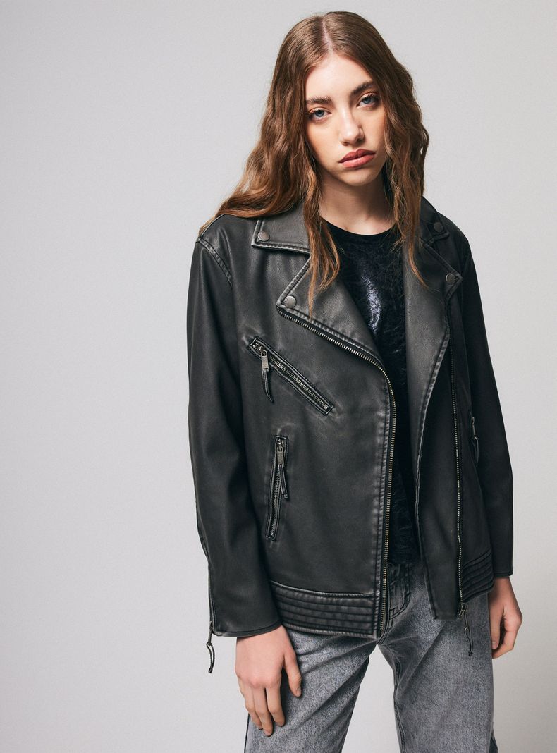 Chaqueta Biker Efecto Lavado-3