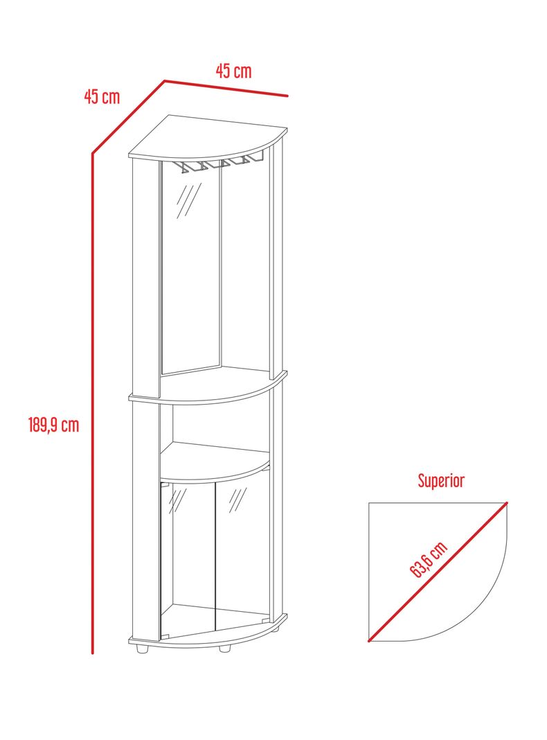Bar Esquinero Modelo Chicago 189.9 x 45 x 45 cm MDP-1