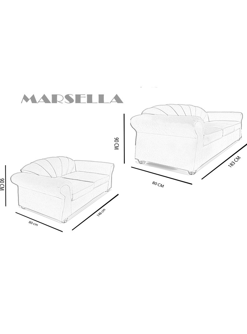 Juego Living Marsella Sofá 3C + Sofá 2C-1