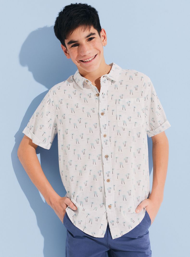 Camisa de Vestir Mini Print-0