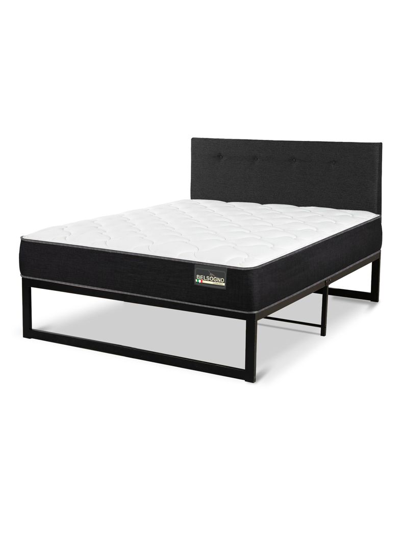Cama Iron Smart Belsogno Plus 1.5 Plazas + Respaldo Black-0
