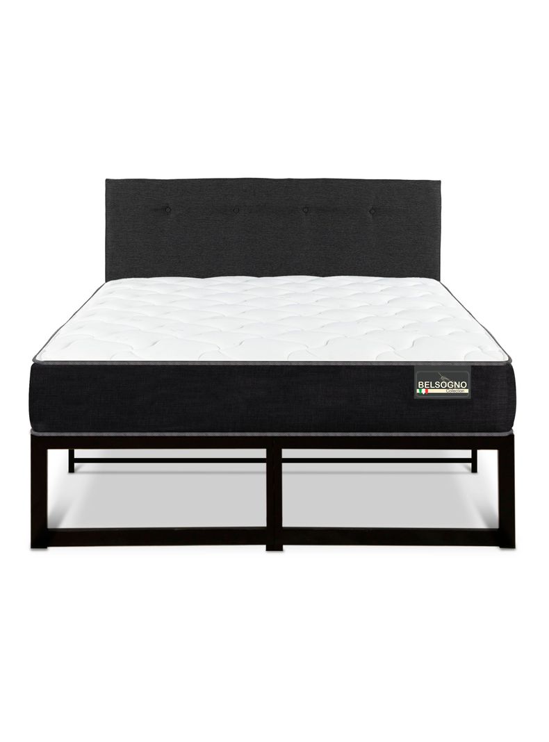 Cama Iron Smart Belsogno Plus 2 Plazas + Respaldo Black-2