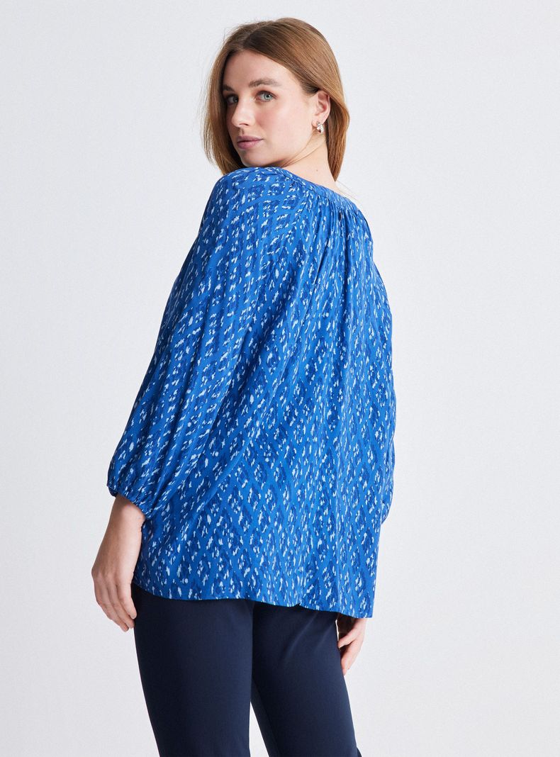 Blusa Estampada Cuello V Manga Tres Cuartos-1