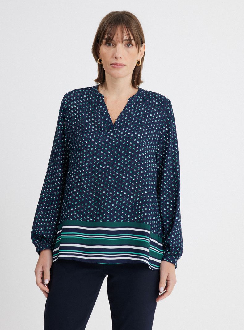 Blusa Estampada Escote V-0