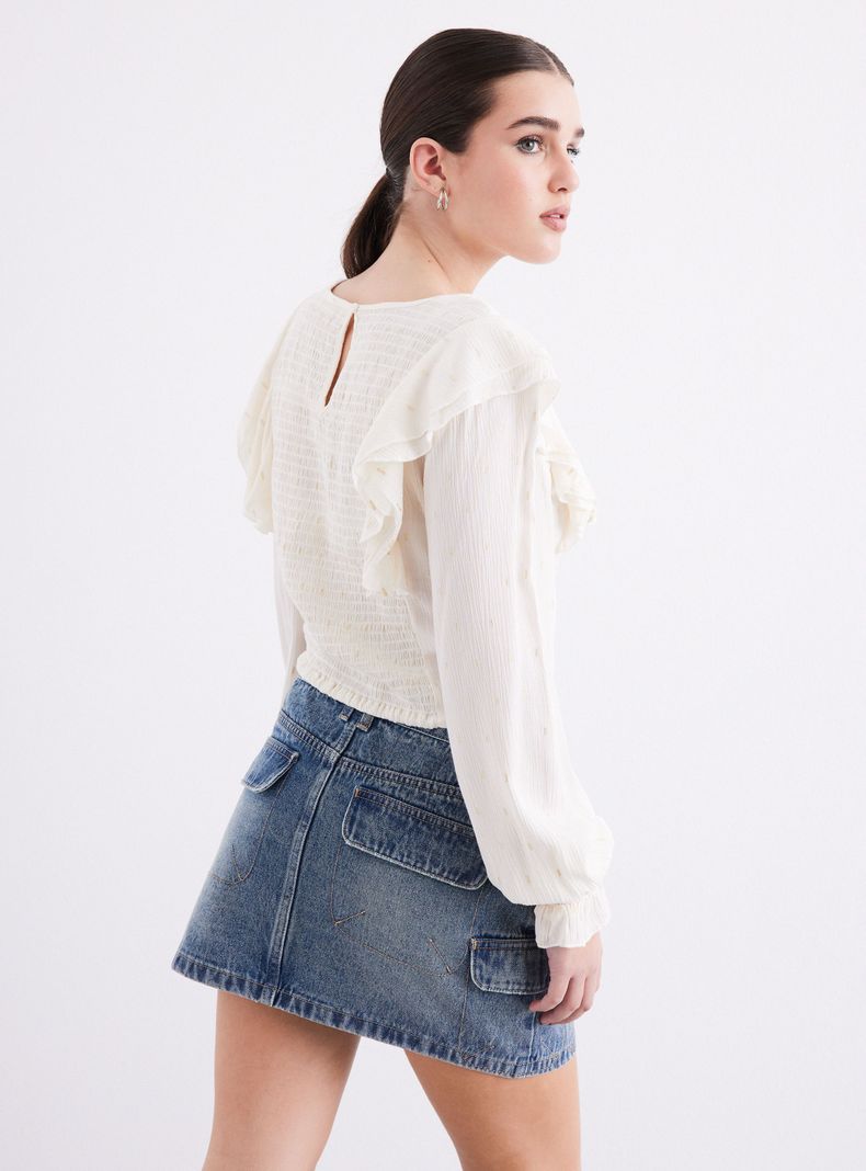 Blusa Panal Manga Abullonada-1
