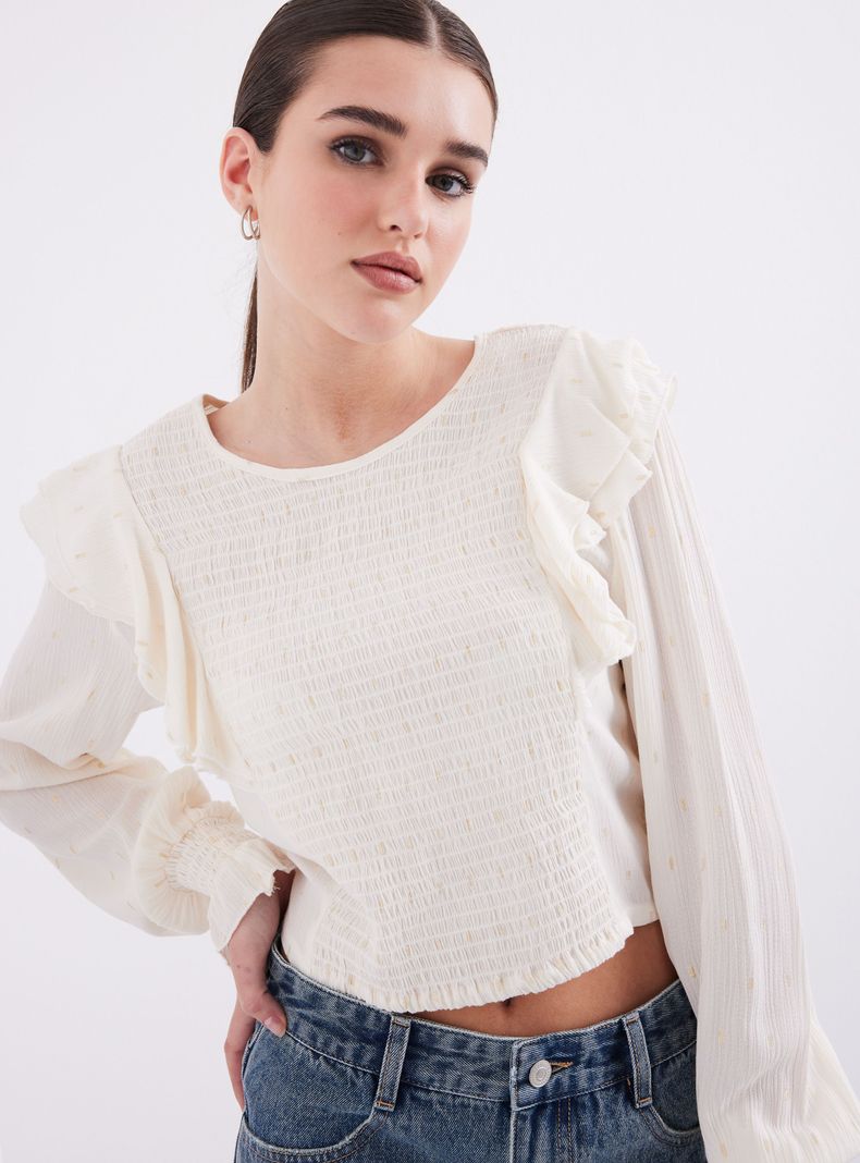 Blusa Panal Manga Abullonada-2