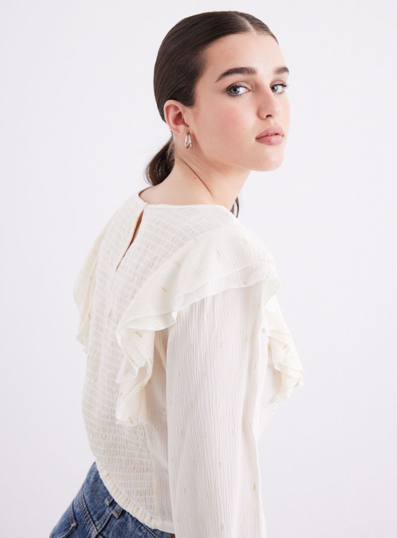 Blusa Panal Manga Abullonada-3