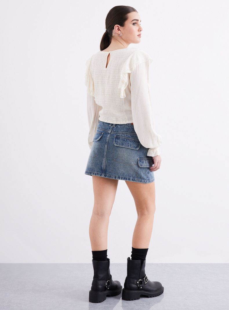 Blusa Panal Manga Abullonada-5