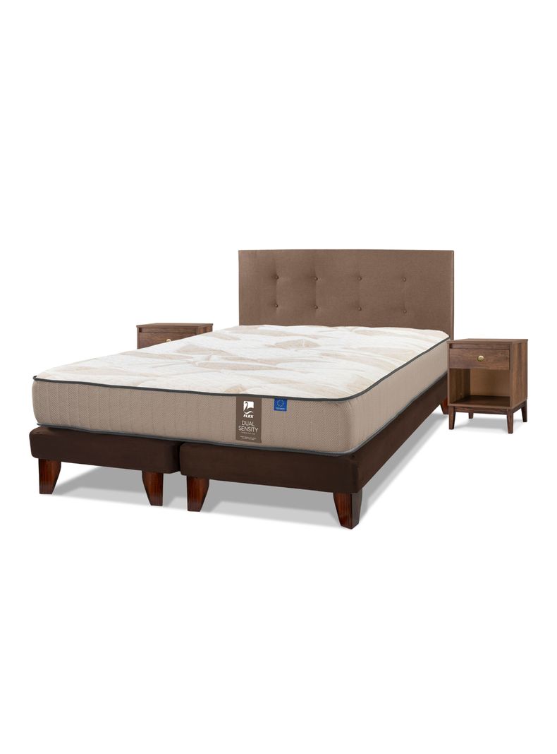 Cama Europea Dual Sensity King Flex + Respaldo + Velador-0