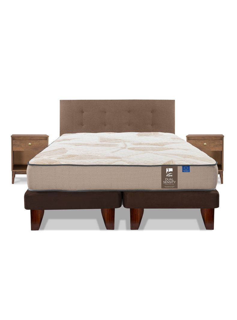 Cama Europea Dual Sensity King Flex + Respaldo + Velador-1