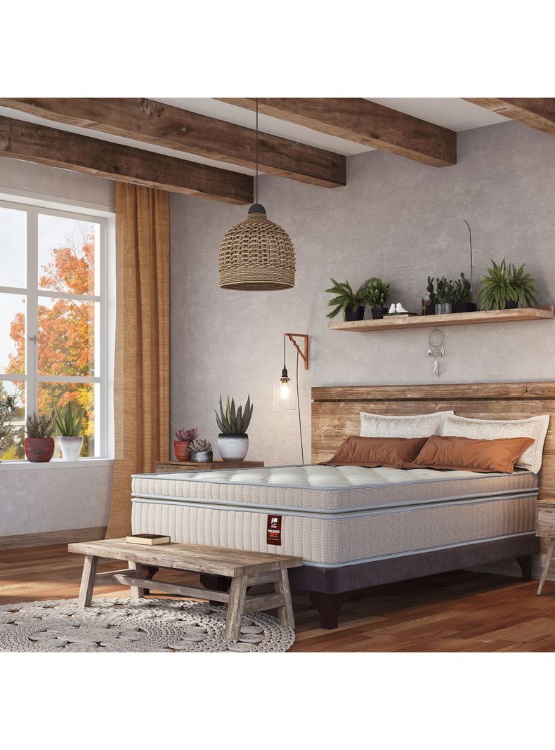 Cama Europea Maximo Cobre King Flex + Respaldo + Velador-5