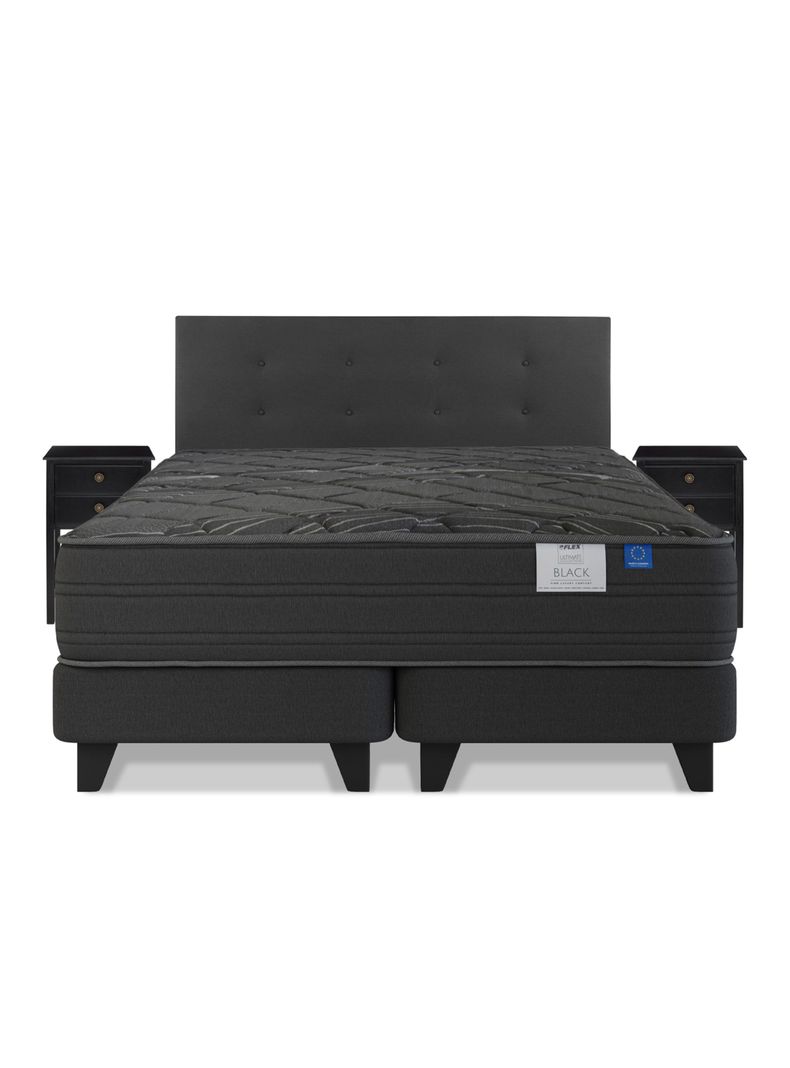 Cama Europea Black king (180x200) Flex + Respaldo + Velador-1