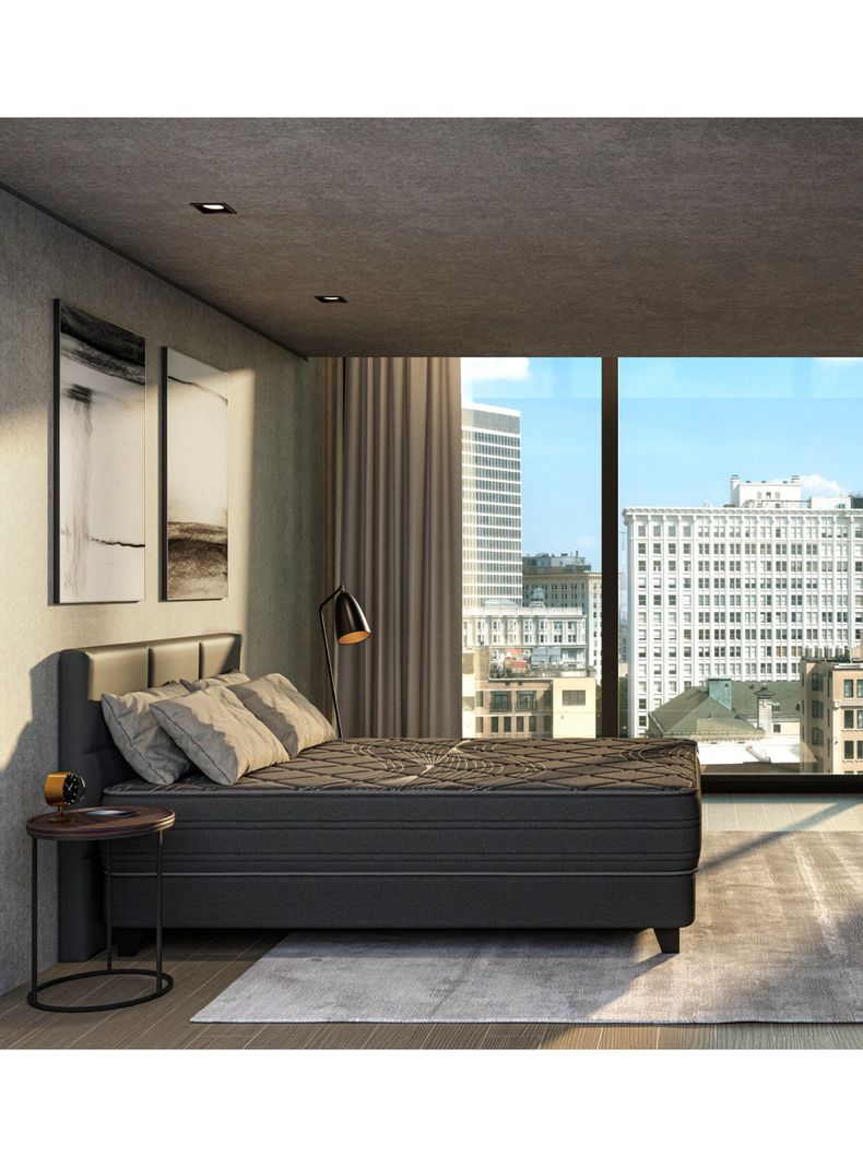 Cama Europea Black king (180x200) Flex + Respaldo + Velador-4