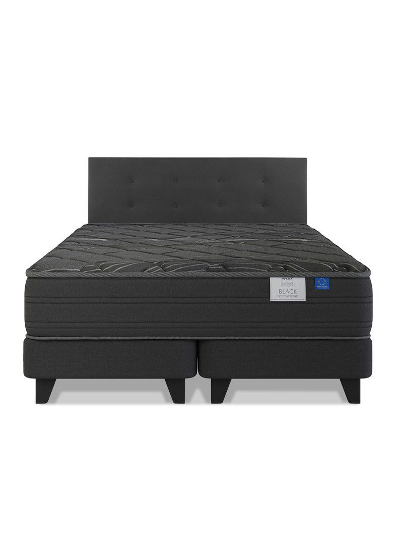 Cama Europea Black king (180x200) Flex + Respaldo Royal-1