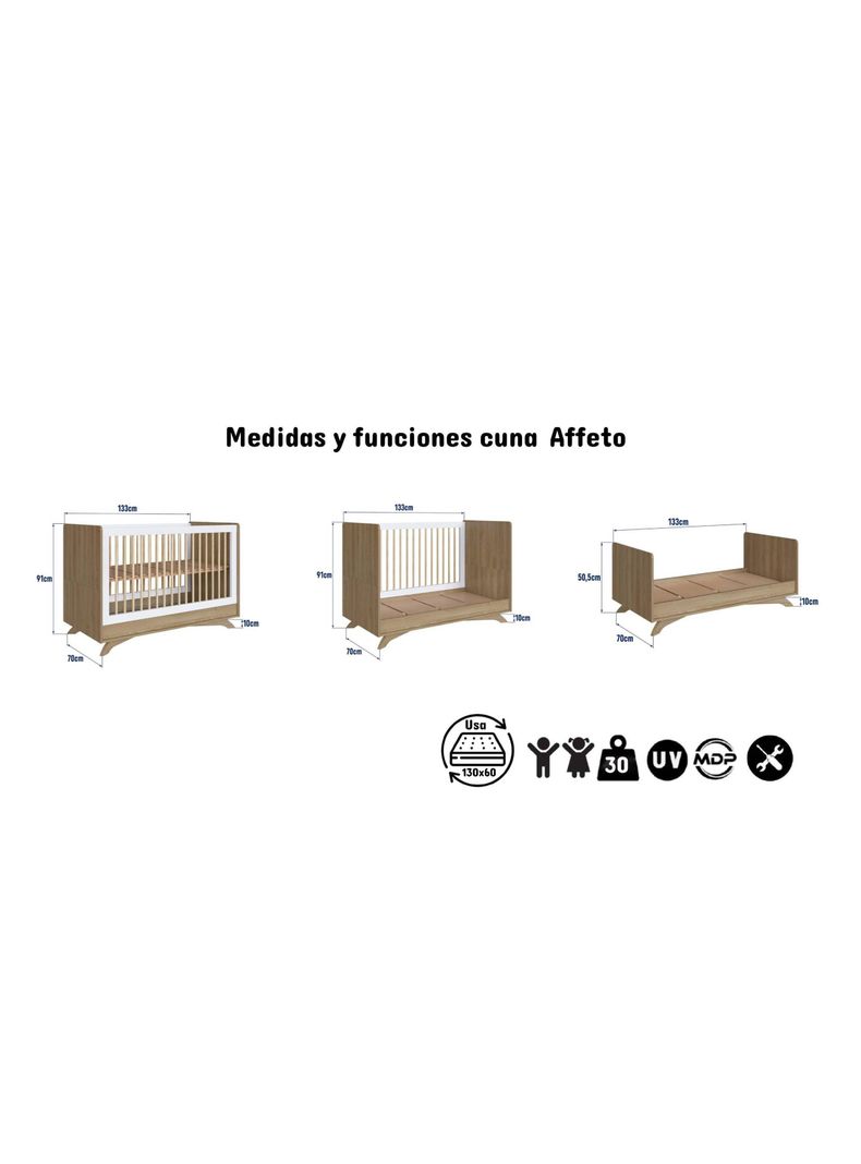 Cuna Blanco Miel 3 Funciones Affeto-1