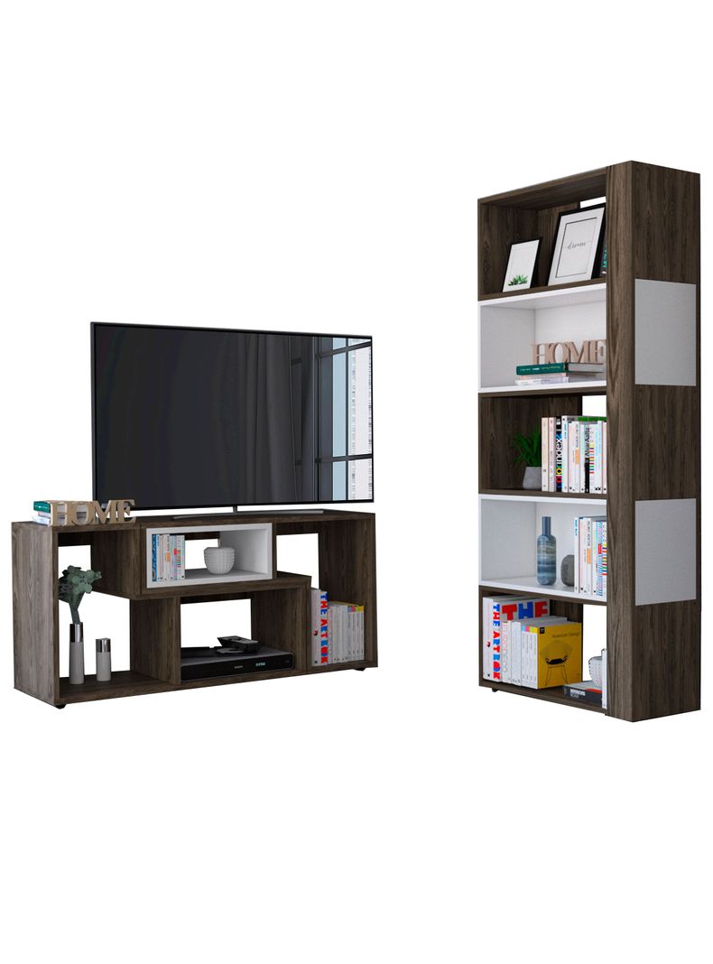 Rack Extensible TV 40" + Biblioteca Cubo TuHome-0