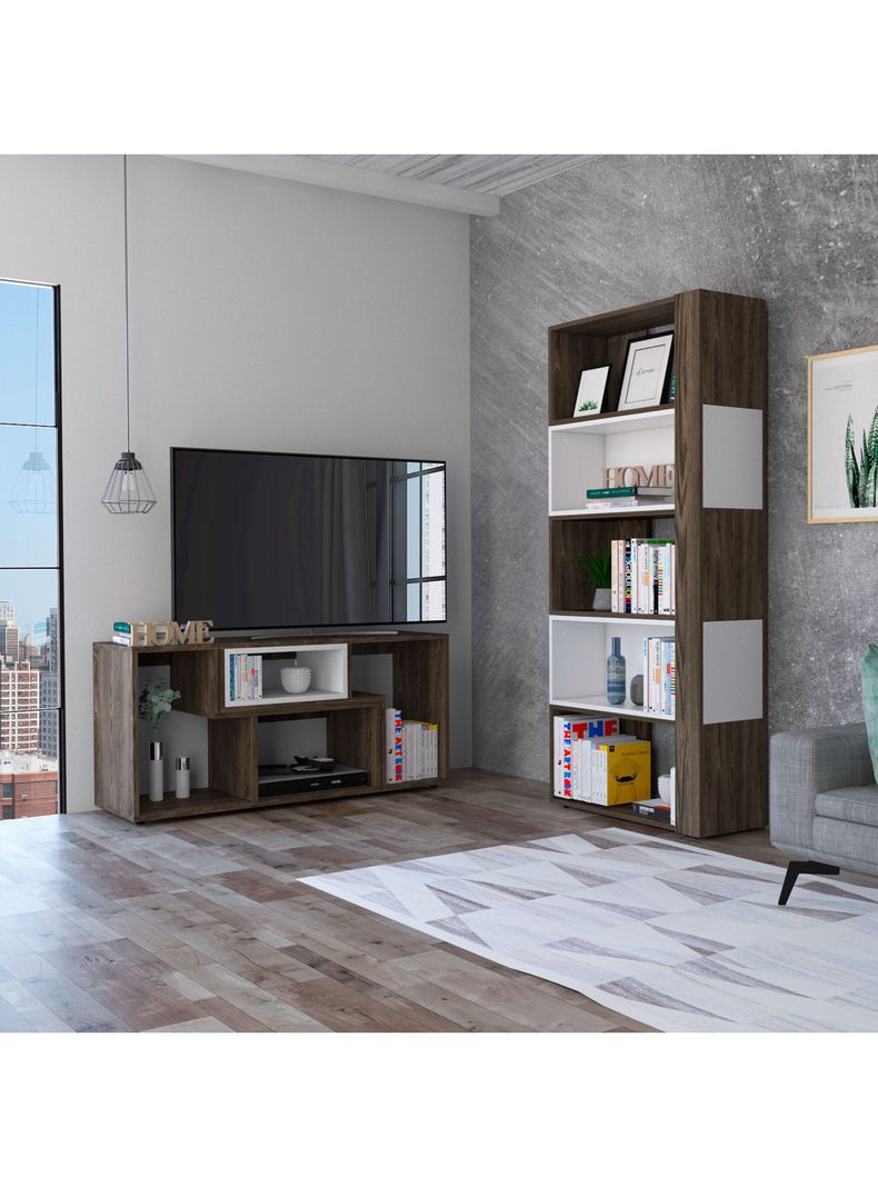 Rack Extensible TV 40" + Biblioteca Cubo TuHome-3