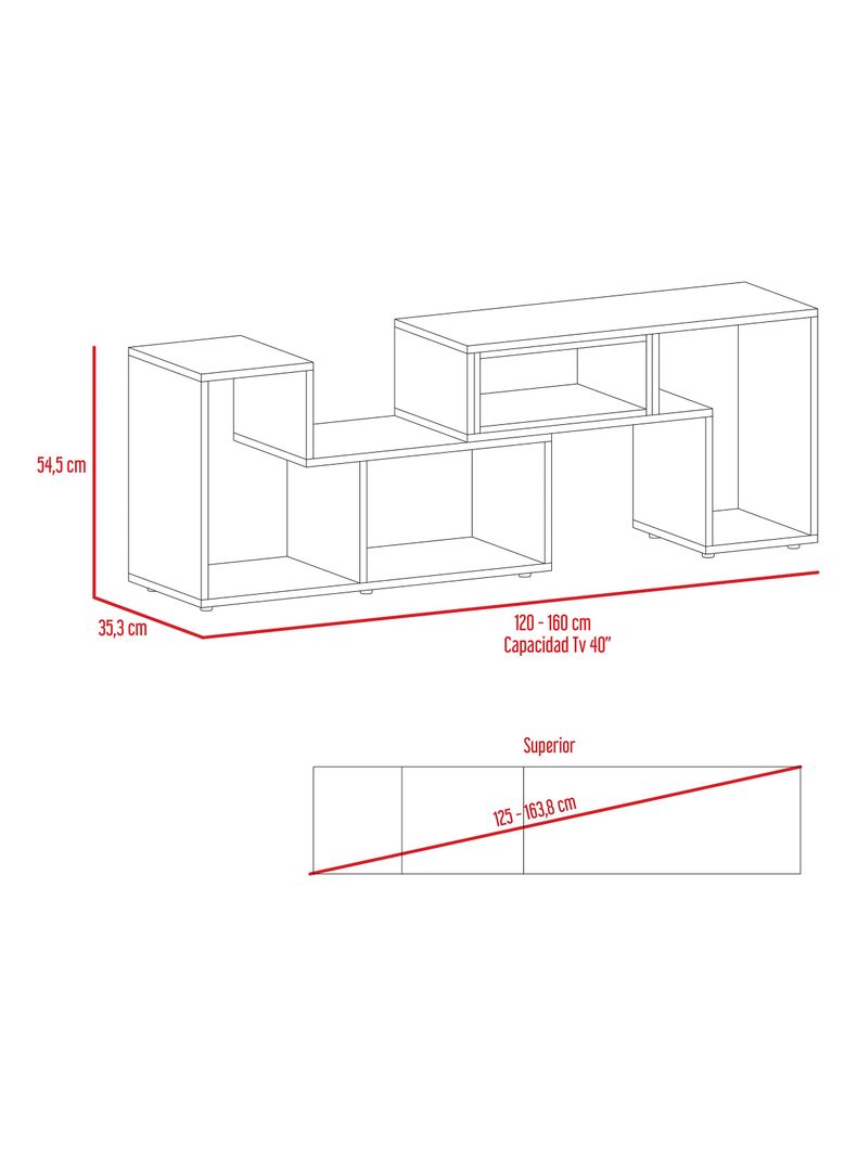 Rack Extensible TV 40" + Biblioteca Escalera TuHome-2
