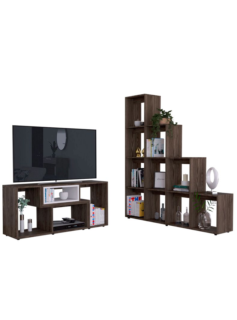 Rack Extensible TV 40" + Biblioteca Escalera TuHome-0