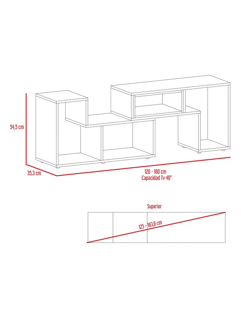 Rack Extensible TV 40" + Biblioteca Cubo + Mesa de Centro-1