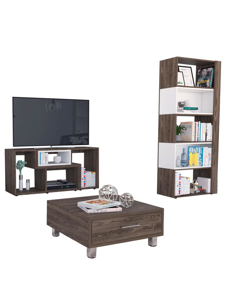 Rack Extensible TV 40" + Biblioteca Cubo + Mesa de Centro-0