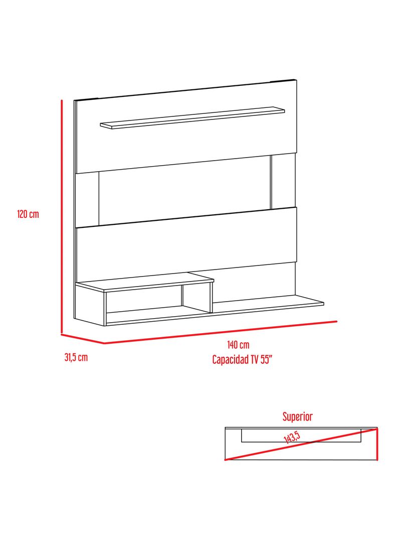 Panel TV 55" + Biblioteca Cubo TuHome-2