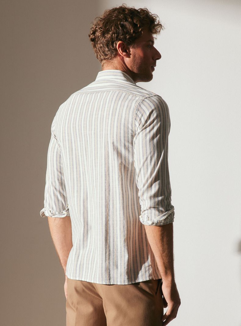 Camisa Texturada Manga Larga Raya-1