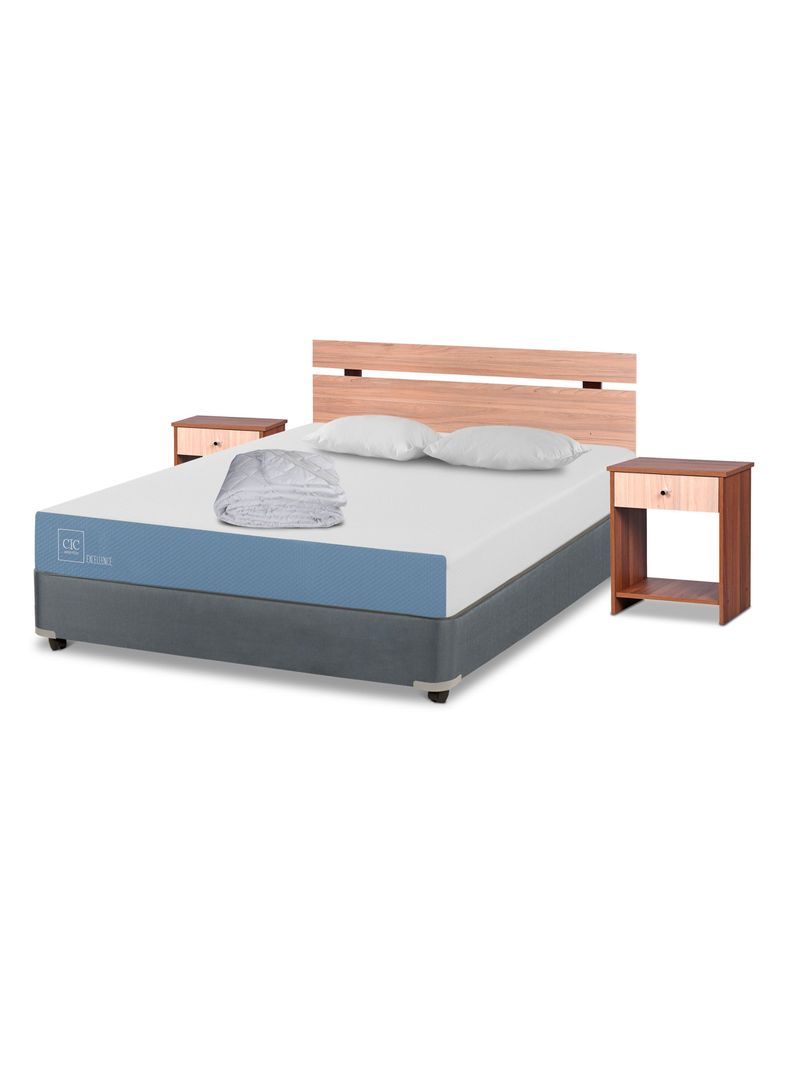 Box Americano 2 Plazas Excellence + Set Muebles Olmo + Almohadas + Plumón-0