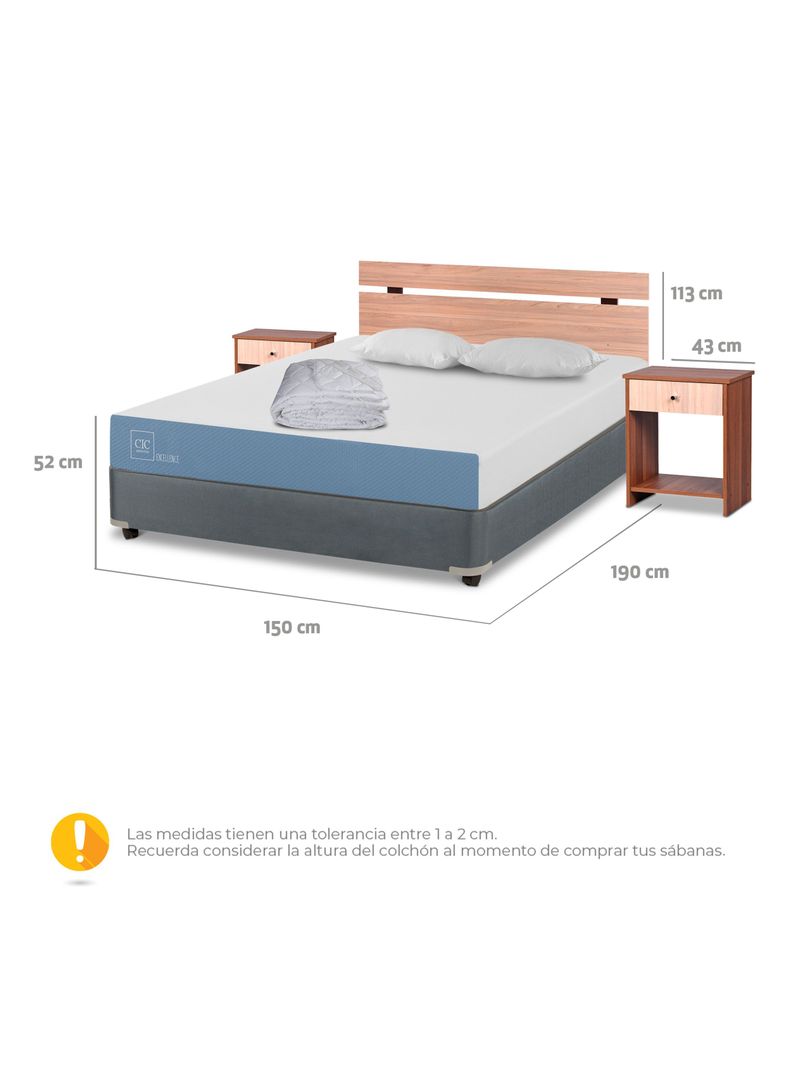 Box Americano 2 Plazas Excellence + Set Muebles Olmo + Almohadas + Plumón-1