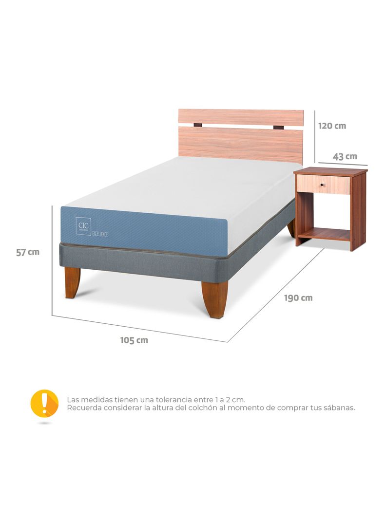 Cama Europea Excellence 1.5 Plazas + Set Muebles Olmo-1