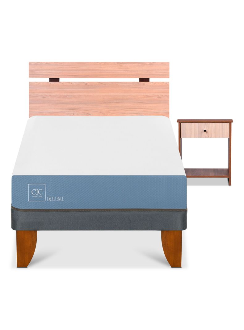 Cama Europea Excellence 1.5 Plazas + Set Muebles Olmo-2