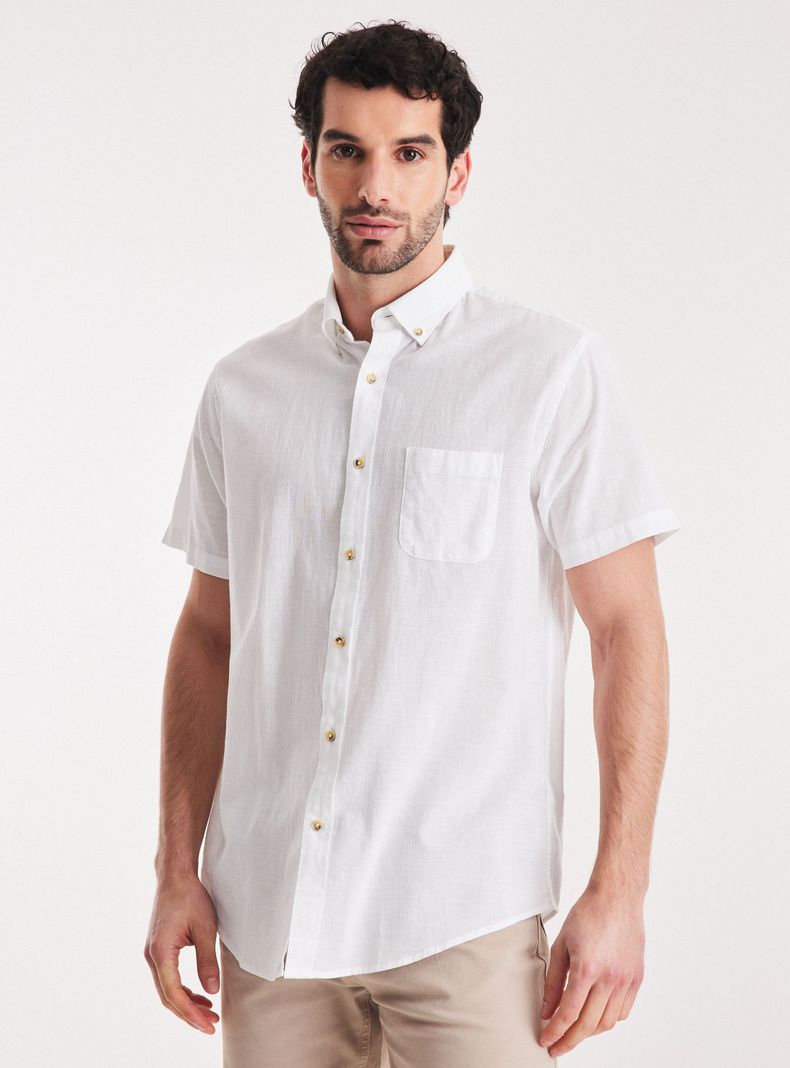 Camisa Algodón Manga Corta Button Down-0