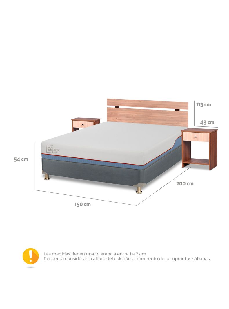 Box Americano 2 Plazas Excellence Plus Base Dividida + Set Muebles Olmo-1