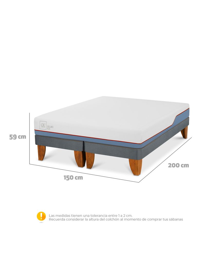 Cama Europea 2 Plazas Excellence Plus Base Dividida + Almohadas-1