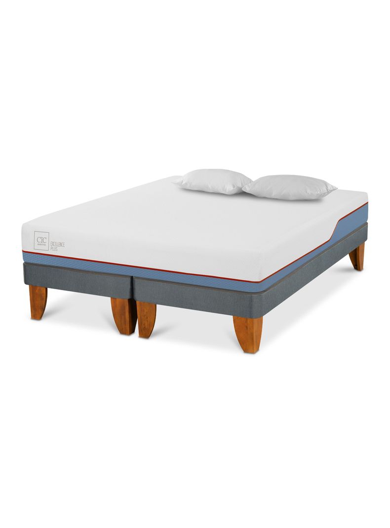 Cama Europea 2 Plazas Excellence Plus Base Dividida + Almohadas-0