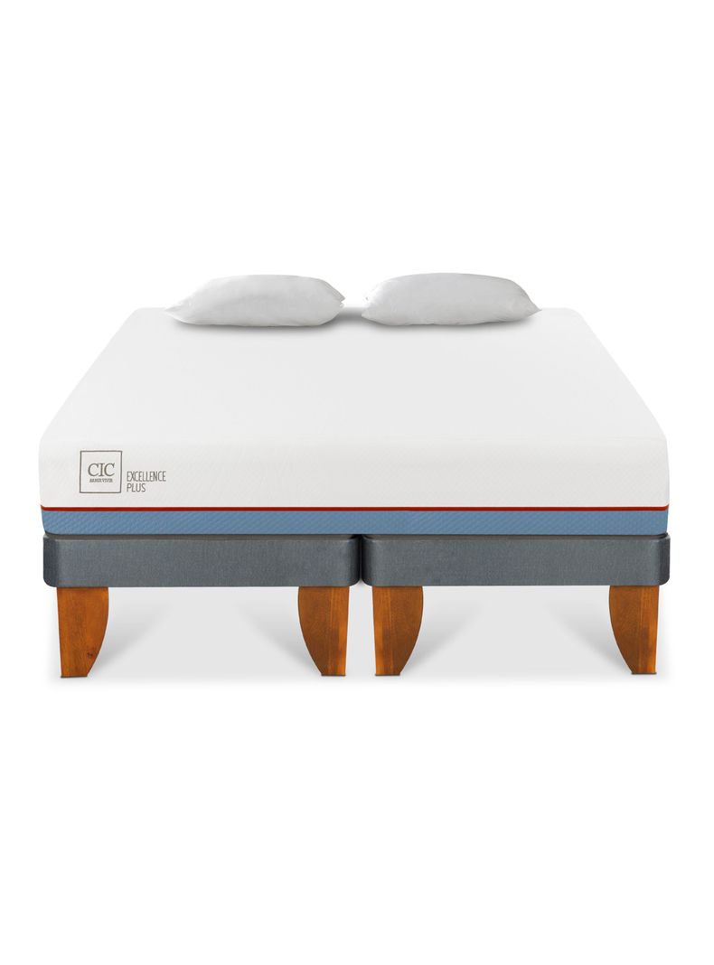 Cama Europea 2 Plazas Excellence Plus Base Dividida + Almohadas-2
