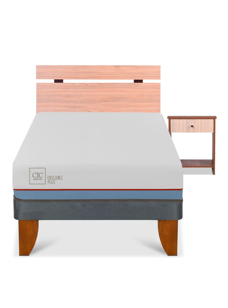 Cama Europea Excellence Plus 1.5 Plazas + Set Muebles Olmo-2