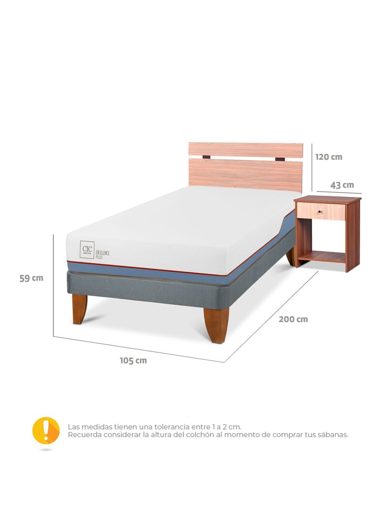Cama Europea Excellence Plus 1.5 Plazas + Set Muebles Olmo-1