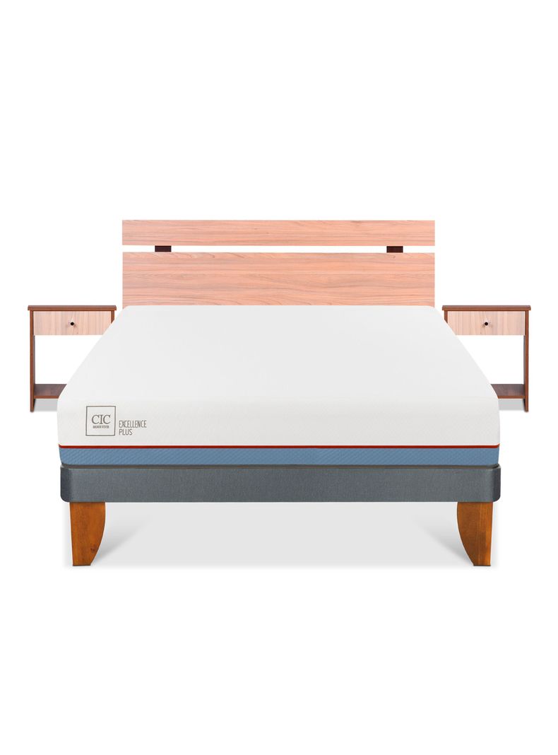 Cama Europea Excellence Plus 2 Plazas Base Normal + Set Muebles Olmo-2