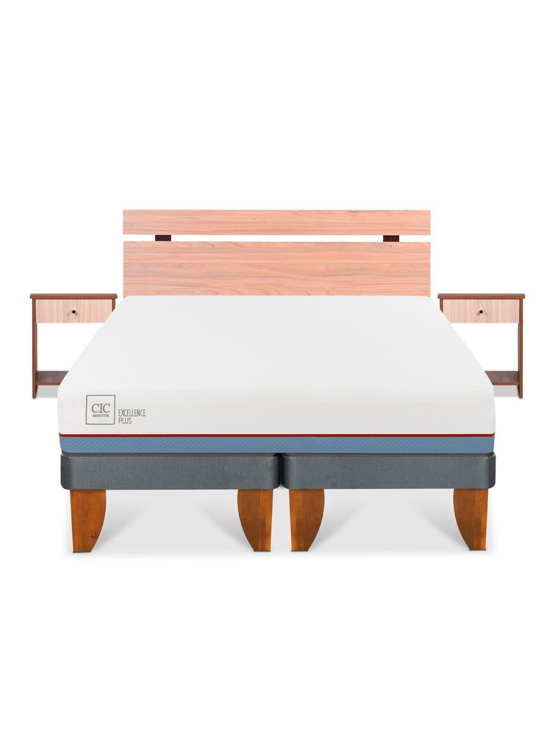 Cama Europea Excellence Plus 2 Plazas Base Dividida + Set Muebles Olmo-2