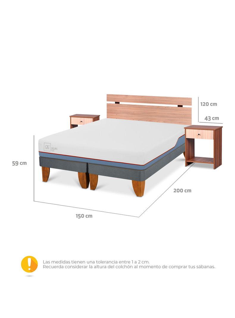 Cama Europea Excellence Plus 2 Plazas Base Dividida + Set Muebles Olmo-1