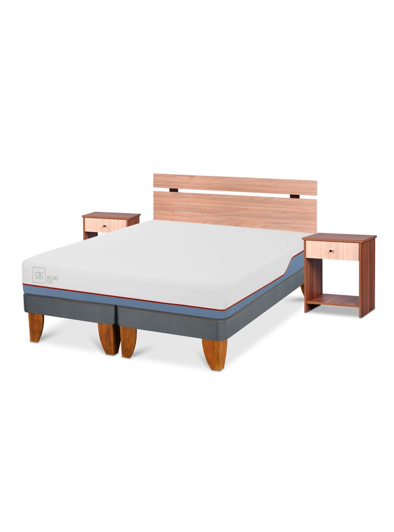 Cama Europea Excellence Plus 2 Plazas Base Dividida + Set Muebles Olmo-0