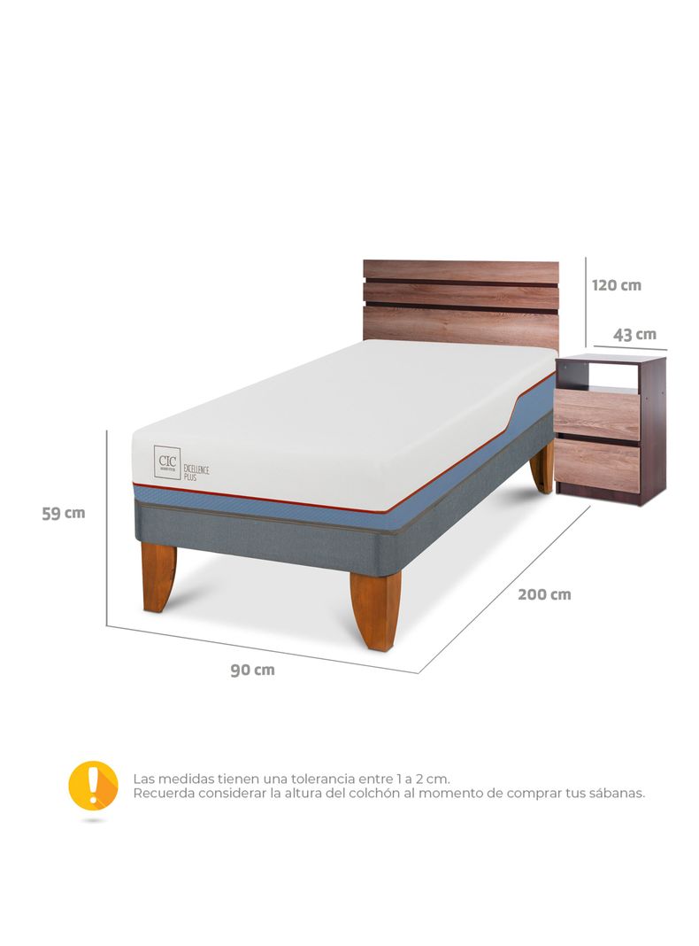 Cama Europea Excellence Plus 1 Plaza +Set Muebles Ares-1