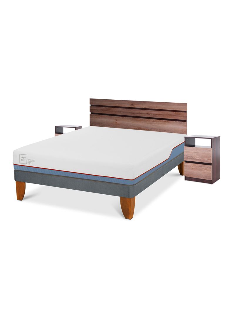 Cama Europea Excellence Plus 2 Plazas Base Normal + Set Muebles Ares-0