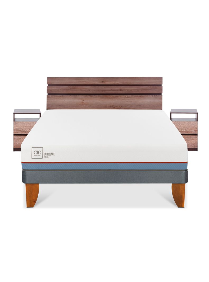 Cama Europea Excellence Plus 2 Plazas Base Normal + Set Muebles Ares-2