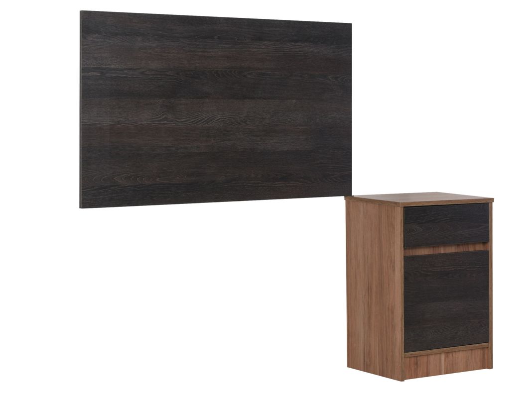 Set Muebles Espresso Respaldo Single + Velador-2