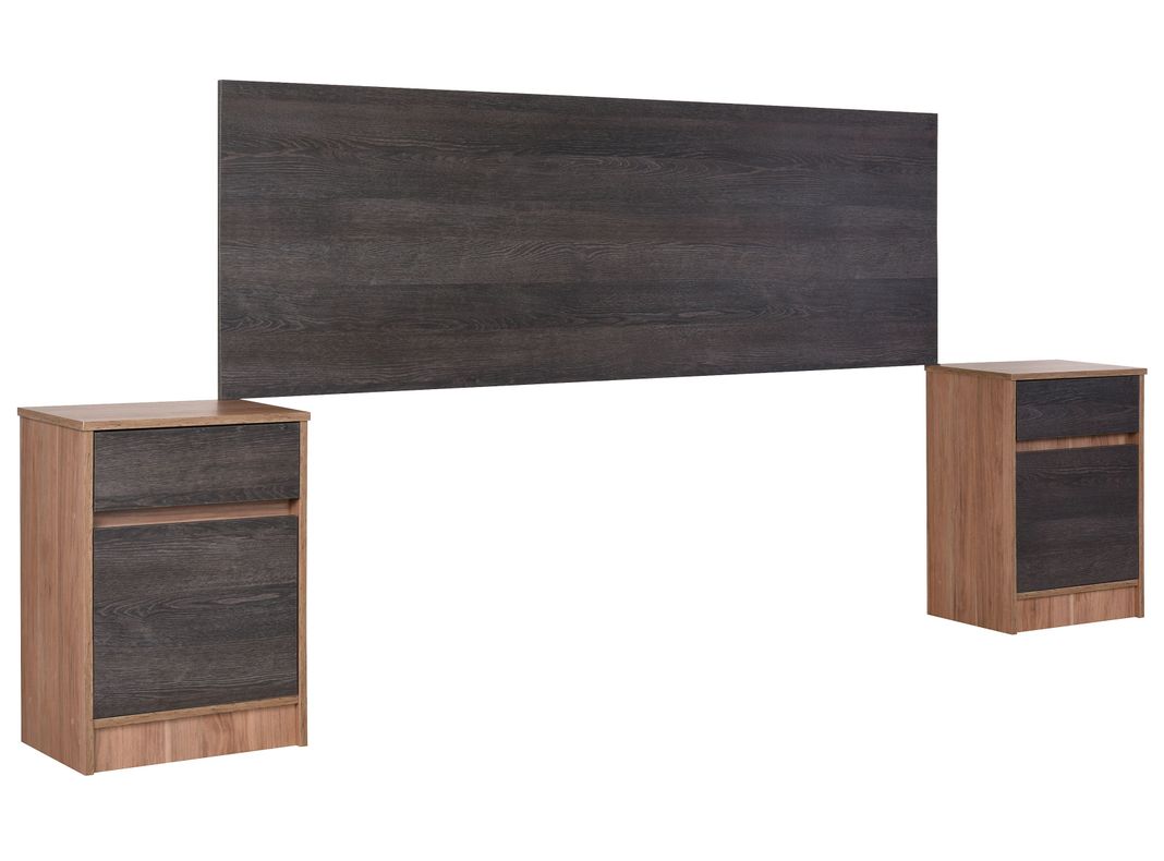 Set Muebles Espresso: Respaldo 2 Plazas + Veladores-2