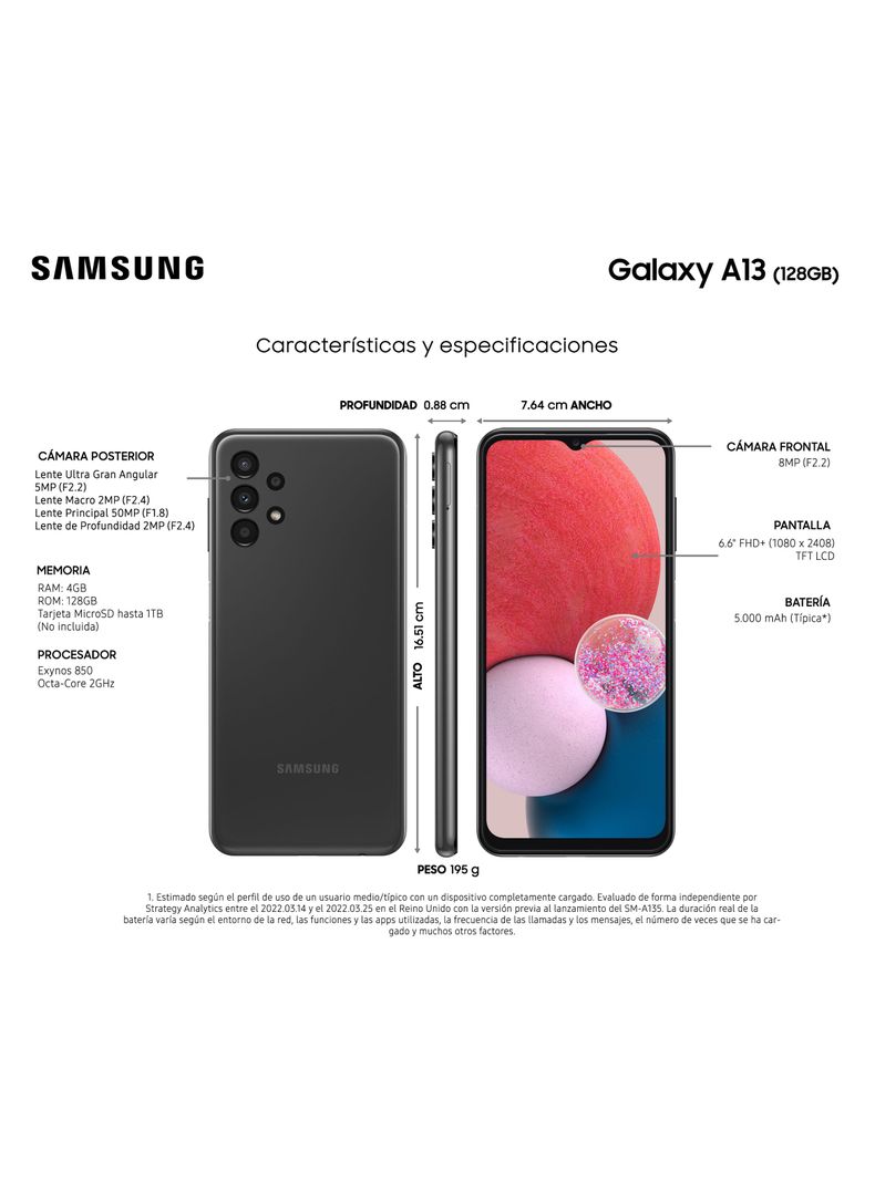 Smartphone Galaxy A13 128GB Black Liberado-3
